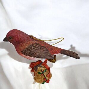 Purple Finch Bird On Bell Danbury Mint The Songbird Christmas Ornament